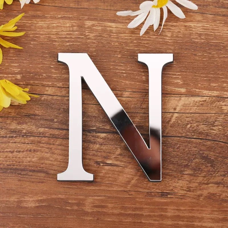 Aliexpress Popular 10cm Silver 3D Mirror Sticker Acrylic English Letter Eva Foam Combination Decorative Sticker