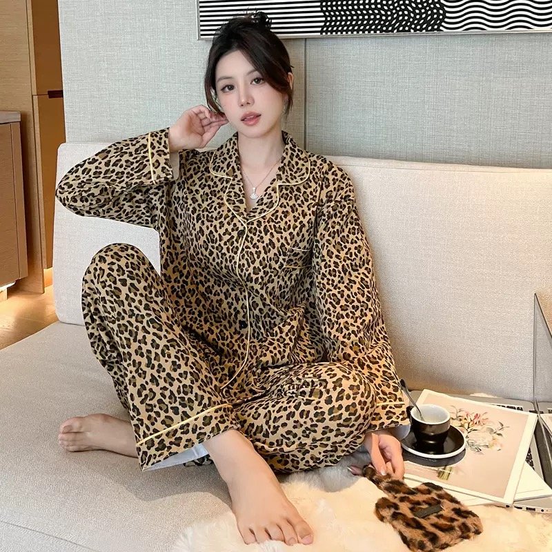 Light Luxury and Sweet  Style Wrinkled Cloth Bow Design Pajamas for Women Casual Home Wear Long-Sleeved Suit