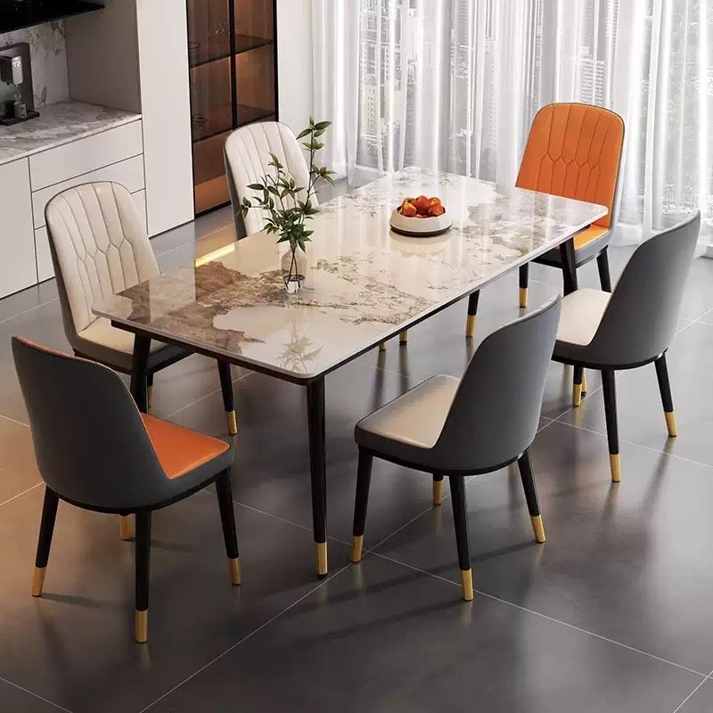 Household Modern Simple  Luxury Rice Table Living Room Rectangular Dining Room Dining Table and Chair Combination