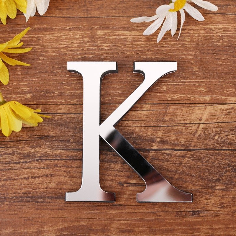 Aliexpress Popular 10cm Silver 3D Mirror Sticker Acrylic English Letter Eva Foam Combination Decorative Sticker
