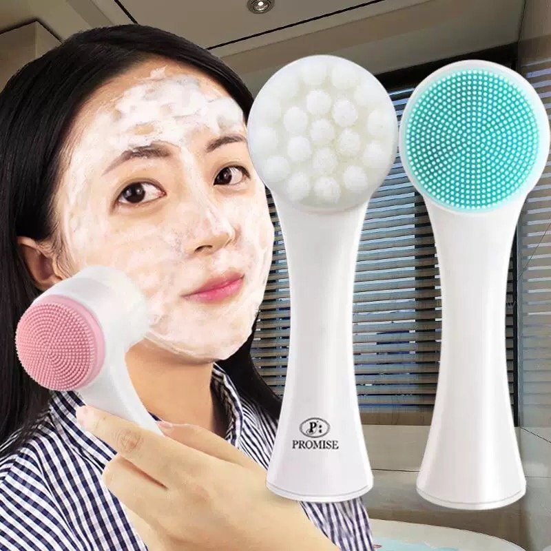 3D Silicone Face Wash Brush, Manual Facial Cleansing Brush, Facial Cleansing Instrument, Soft-Bristled Cleaning Brush, Double-Sided Massage Brush