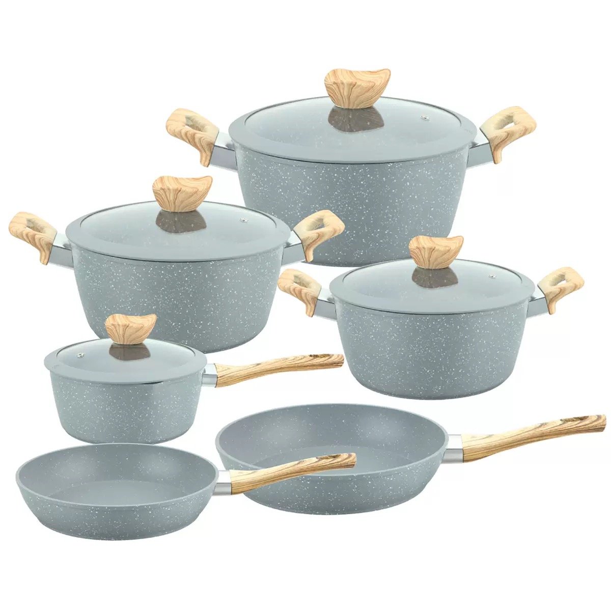 10 pcs  Marble Maifan Stone Non-stick Pan Business Gifts Home Western-style Frying Pan Wok Soup Pot suit Pots