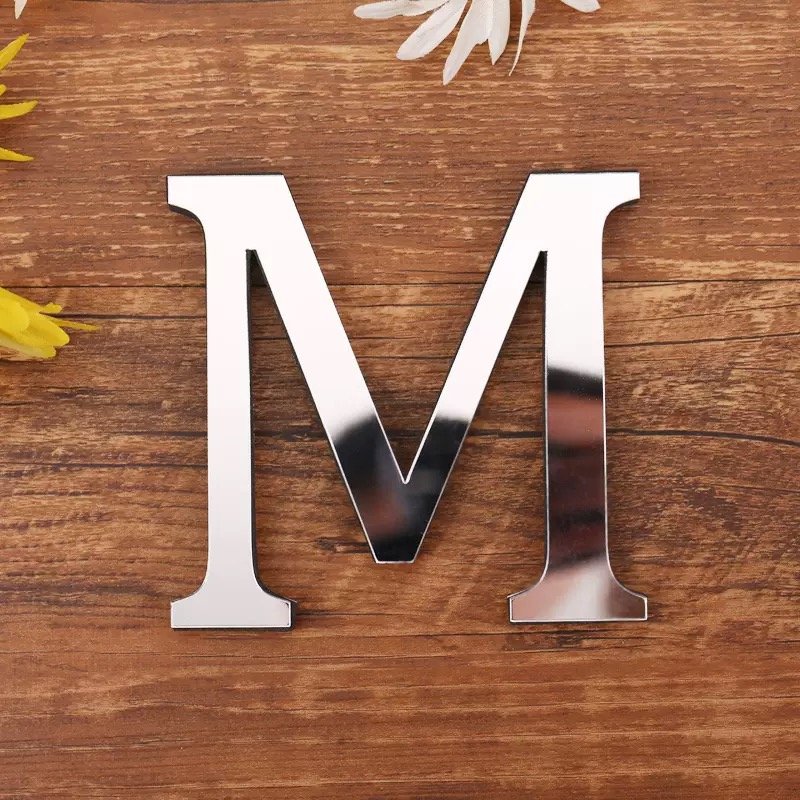 Aliexpress Popular 10cm Silver 3D Mirror Sticker Acrylic English Letter Eva Foam Combination Decorative Sticker