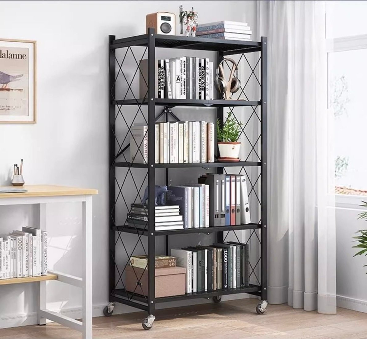 Metal 5 steps foldable storage rack