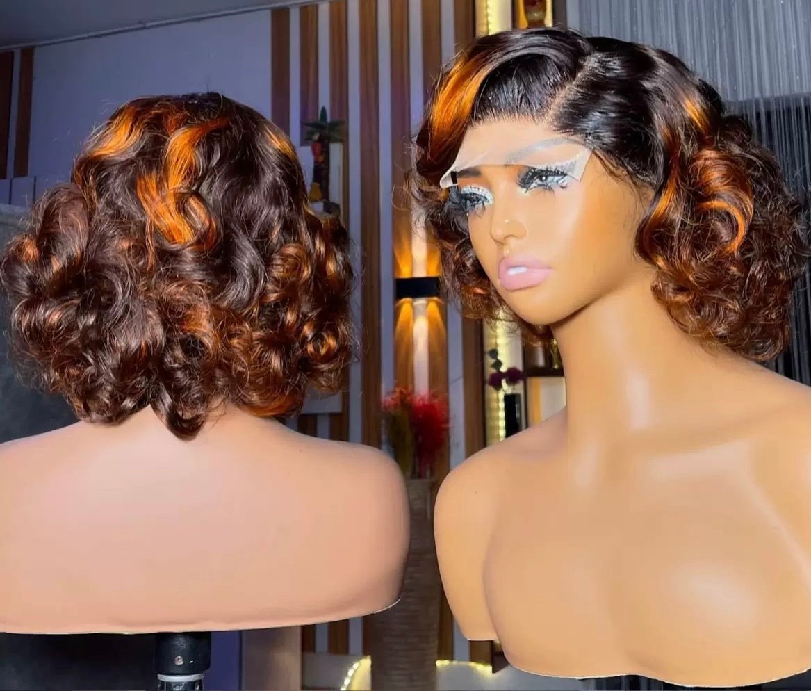 Bounce Piano Orange Double Drawn Full Wig Humanhairwig 100%