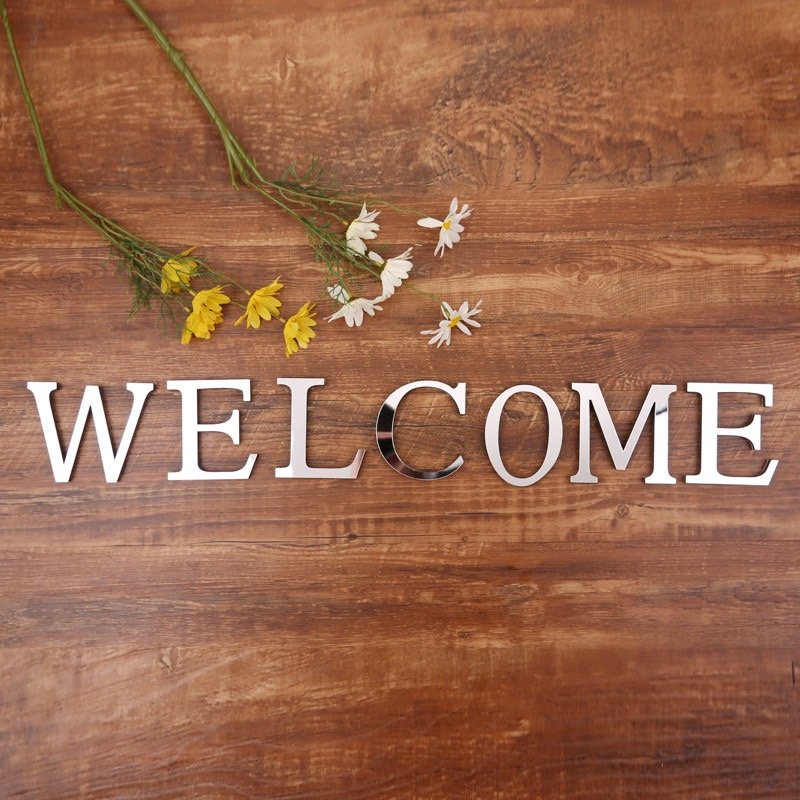 Aliexpress Popular 10cm Silver 3D Mirror Sticker Acrylic English Letter Eva Foam Combination Decorative Sticker