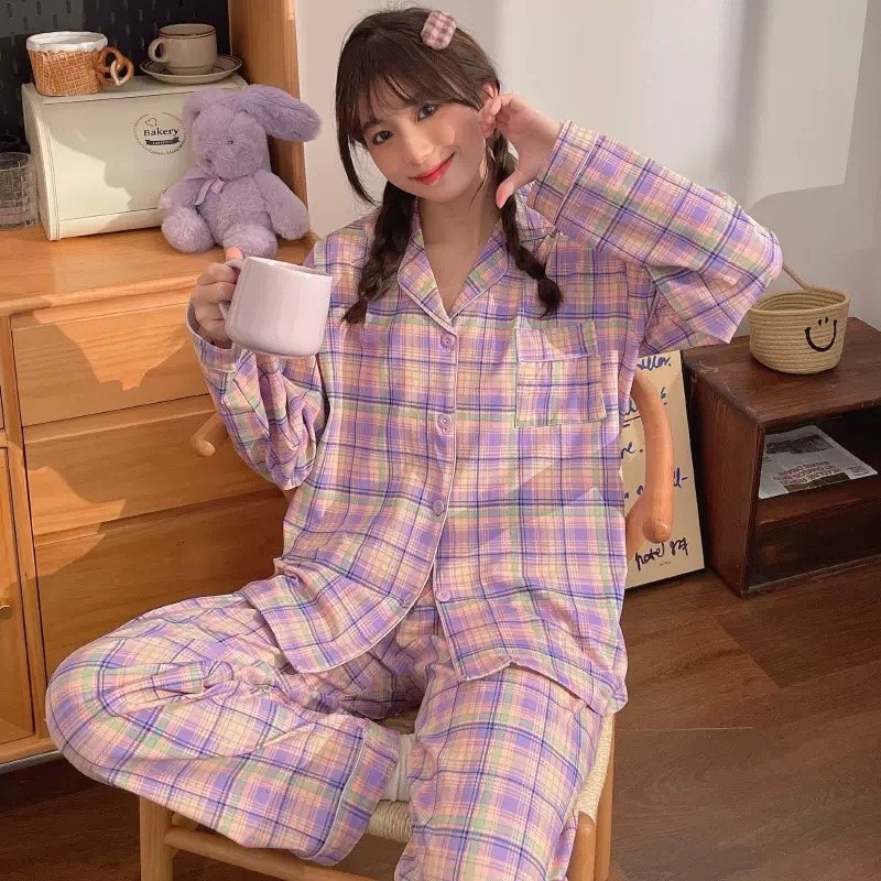 Light Luxury and Sweet  Style Wrinkled Cloth Bow Design Pajamas for Women Casual Home Wear Long-Sleeved Suit