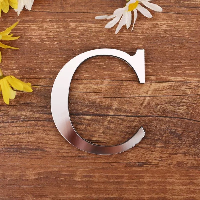Aliexpress Popular 10cm Silver 3D Mirror Sticker Acrylic English Letter Eva Foam Combination Decorative Sticker