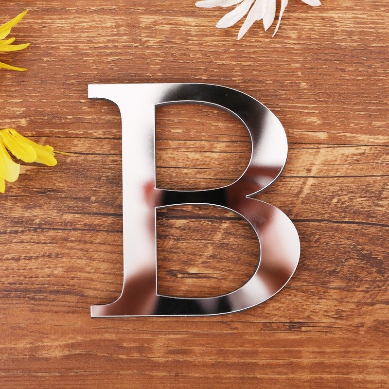 Aliexpress Popular 10cm Silver 3D Mirror Sticker Acrylic English Letter Eva Foam Combination Decorative Sticker