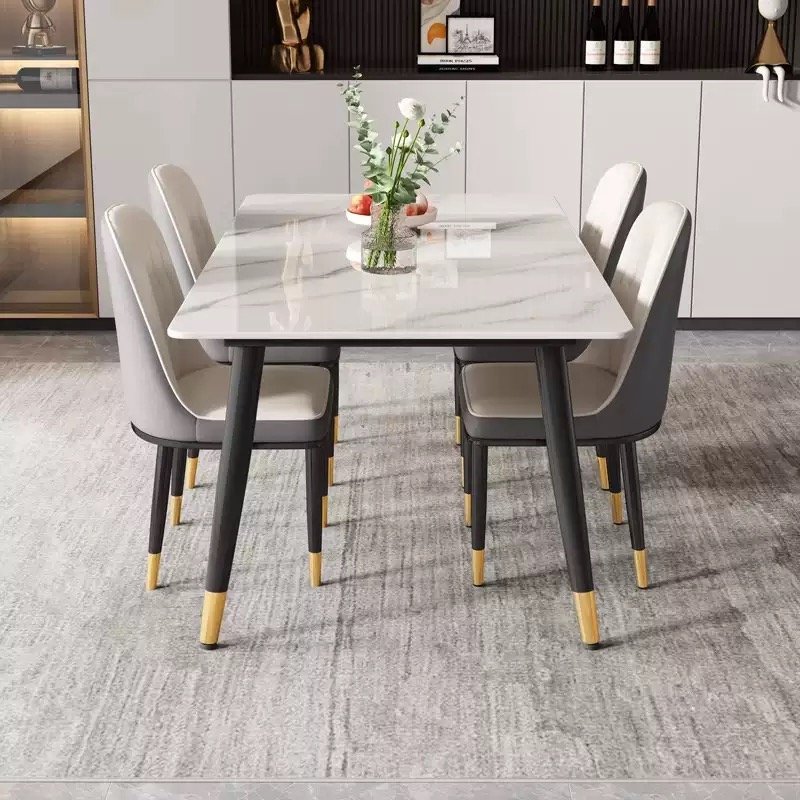 Household Modern Simple  Luxury Rice Table Living Room Rectangular Dining Room Dining Table and Chair Combination