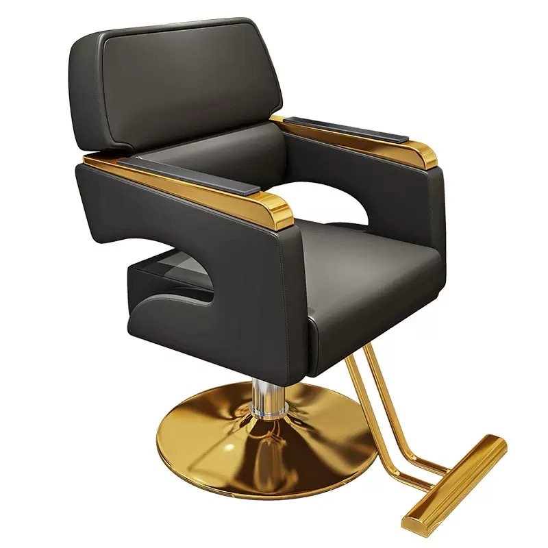 Barber Chair, Hairdressing Chair, Leather and Metal, Special Adjustable Lift and Swivel, Simple Beauty Stool, Barber Shop Chair
