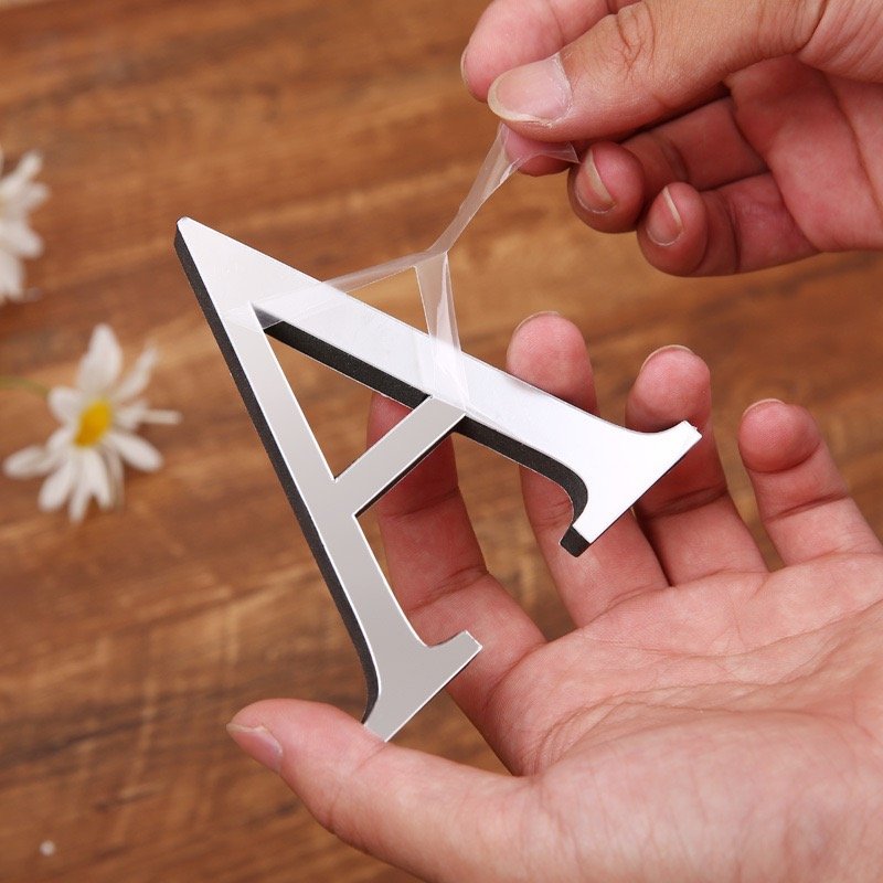 Aliexpress Popular 10cm Silver 3D Mirror Sticker Acrylic English Letter Eva Foam Combination Decorative Sticker