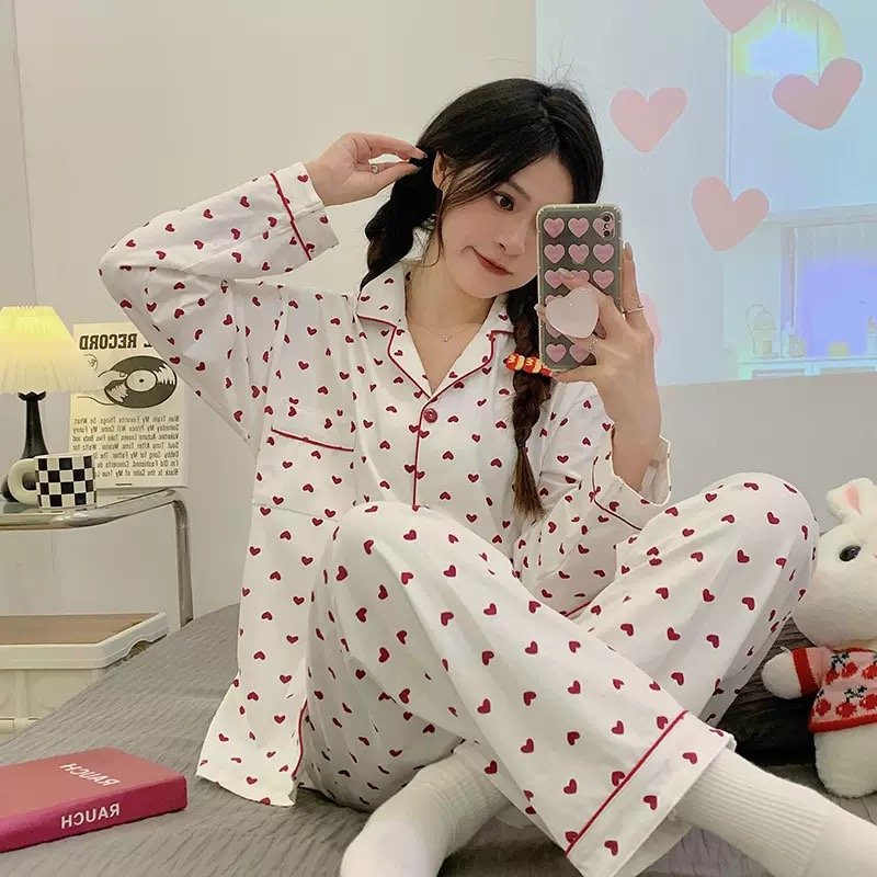 Light Luxury and Sweet  Style Wrinkled Cloth Bow Design Pajamas for Women Casual Home Wear Long-Sleeved Suit